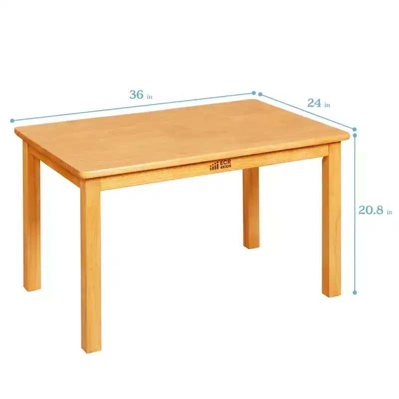 ECR4Kids 24in Square Hardwood Table with 20in Legs and 10in Chairs 3-Piece