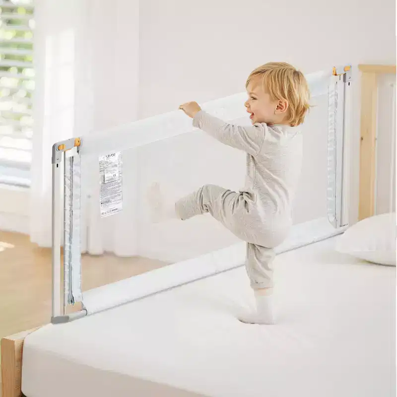 VEVOR 3 Piece Toddler Bed Rail, Kids Beds Guard Rail with Reinforced Iron Pipe and Oxford Cloth, Adjustable Height Bed Side Railing, 3 Sides, Gray