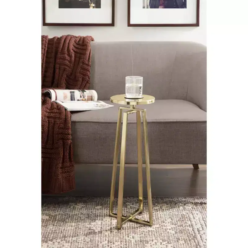 Round Iron Drink Table / Pedestal Side Table