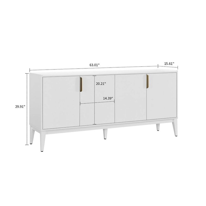 Classic Wooden Sideboard with Solid Rubberwood Legs