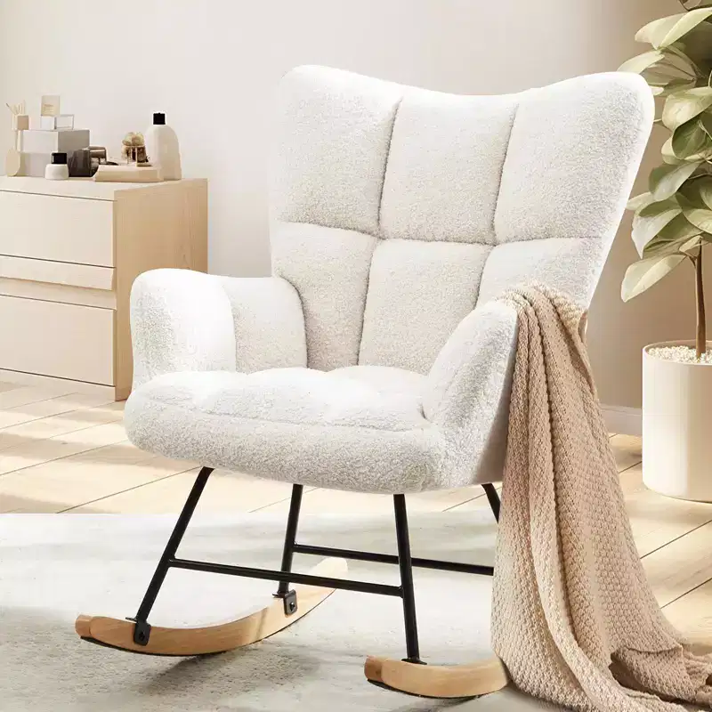 TUYOHW Teddy Upholstered Glider Rocker,Modern Chair with High Backrest,250lbs Capacity,Rocking Accent Chairs for Living Room,Nursery,Bedroom