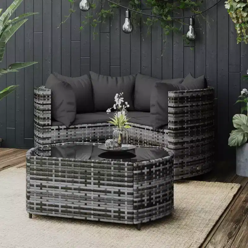 vidaXL Patio Furniture Set Modern Lounge Set with Cushions Poly Rattan