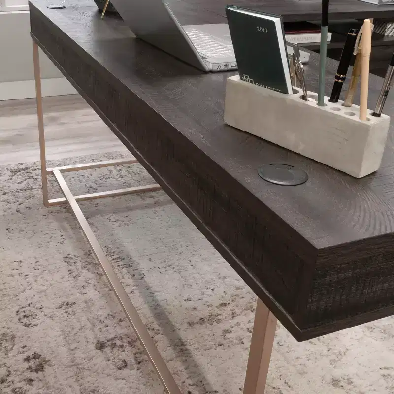 Harper 60 Wood and Metal L-Shaped Office Desk