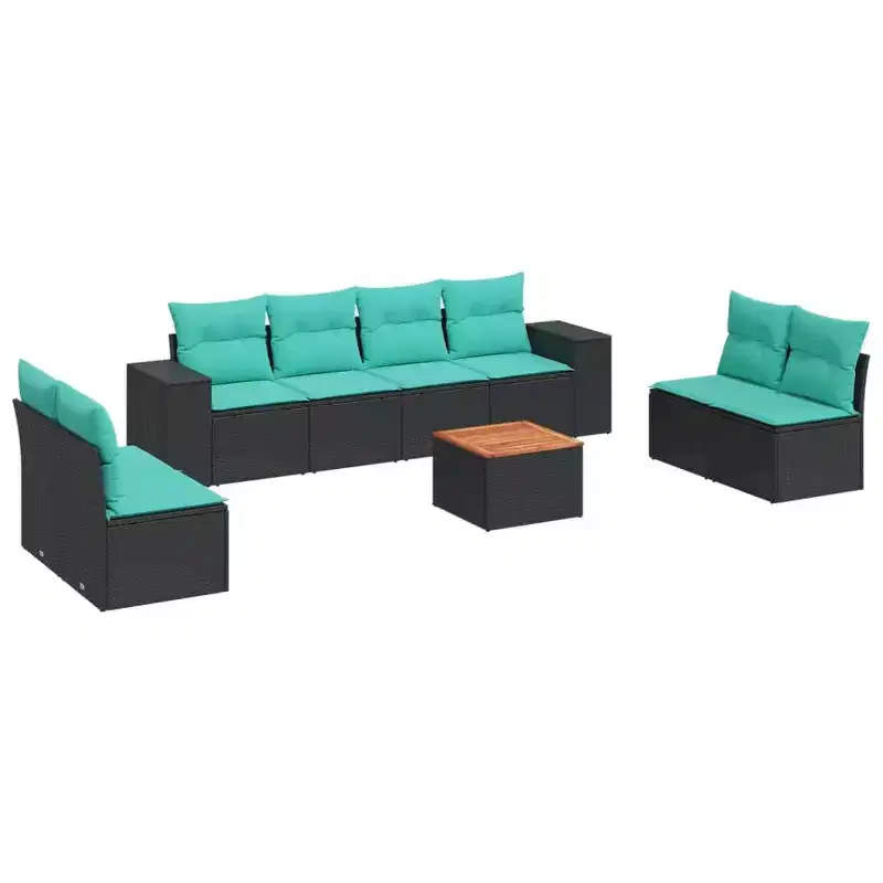 vidaXL 9 Piece Patio Sofa Set with Cushions Poly Rattan