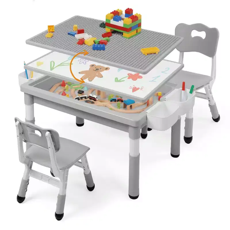 Kinder King Kids Table and Chair Set, Children Lego Table Play Activity Desk for Drawing