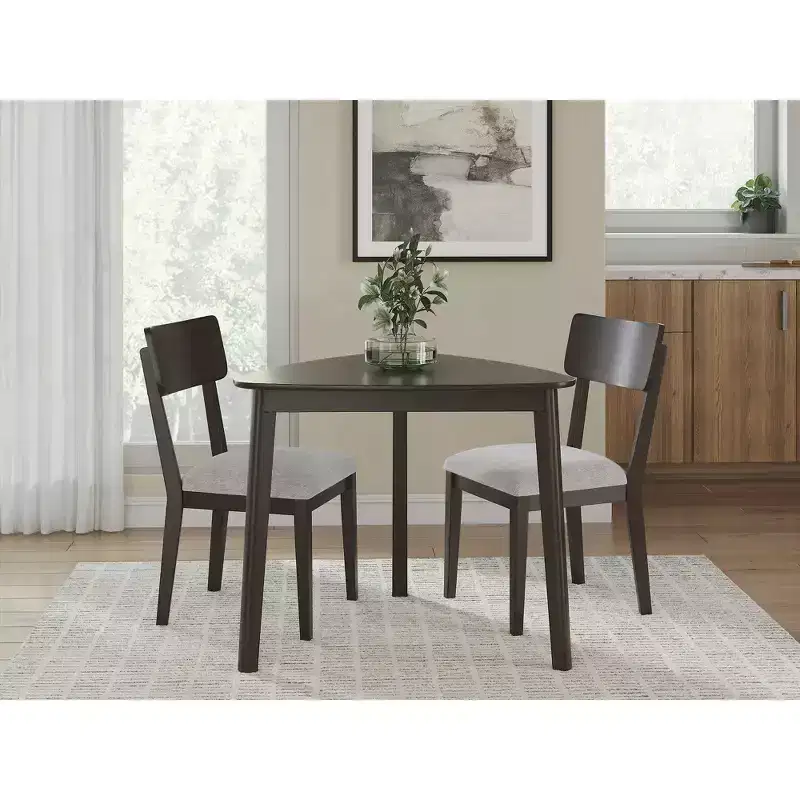 Triangle Dining Table, Merlot, Seats 3, Mid-Century Modern Small Space Dining