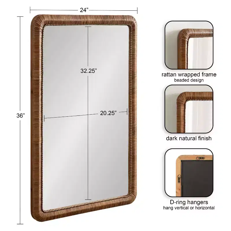 Kate and Laurel Rahfy Beaded Rectangle Framed Mirror