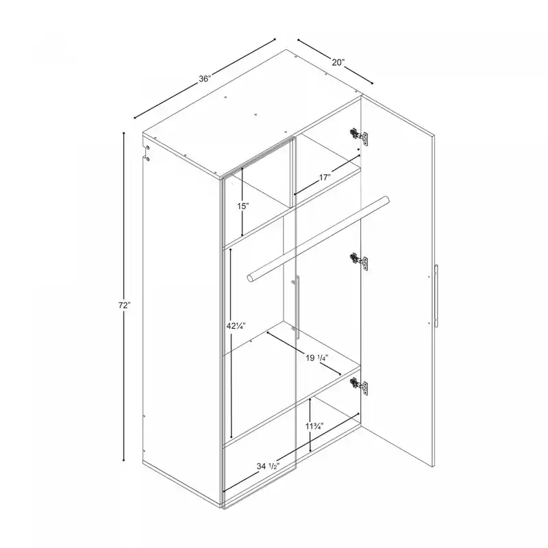 2-shelf Wardrobe Storage Cabinet