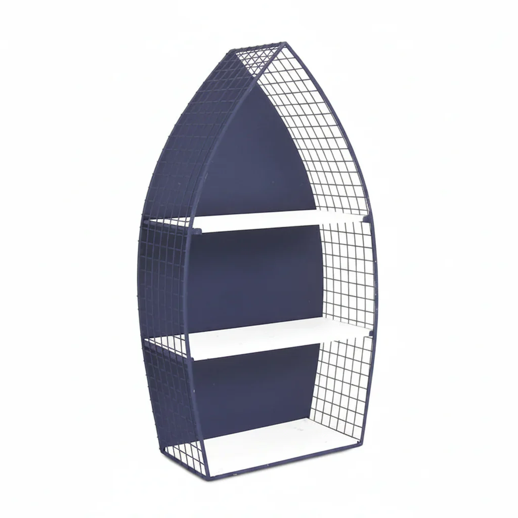30.25 Blue Rowboat 3-Tier Wall Shelf