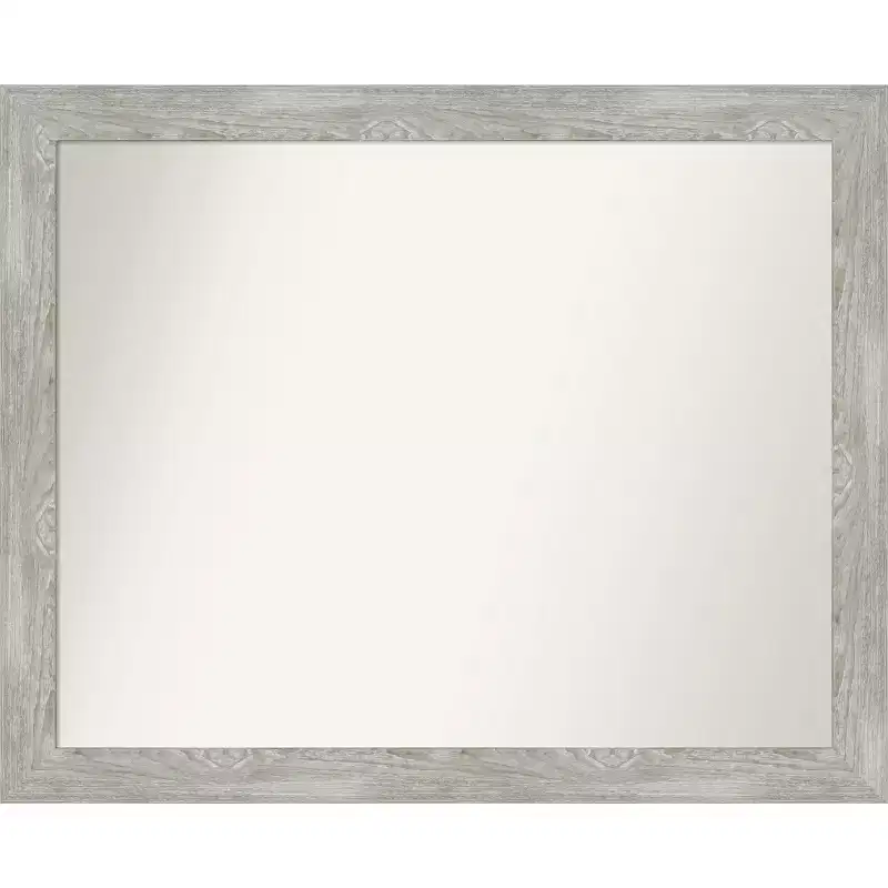 32" x 26" Non-Beveled Dove Narrow Bathroom Wall Mirror Gray Wash - Amanti Art: Includes Mounting Hardware
