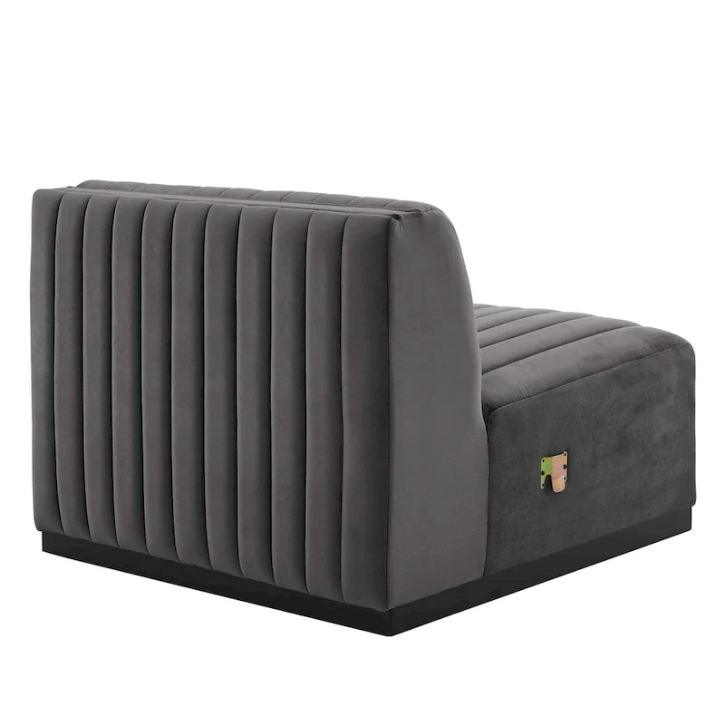 Channel Tufted Velvet Upholstered Sofa