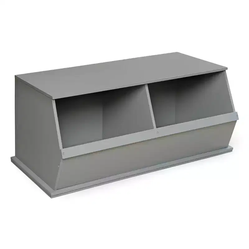 Badger Basket Two Bin Stackable Storage Cubby Gray