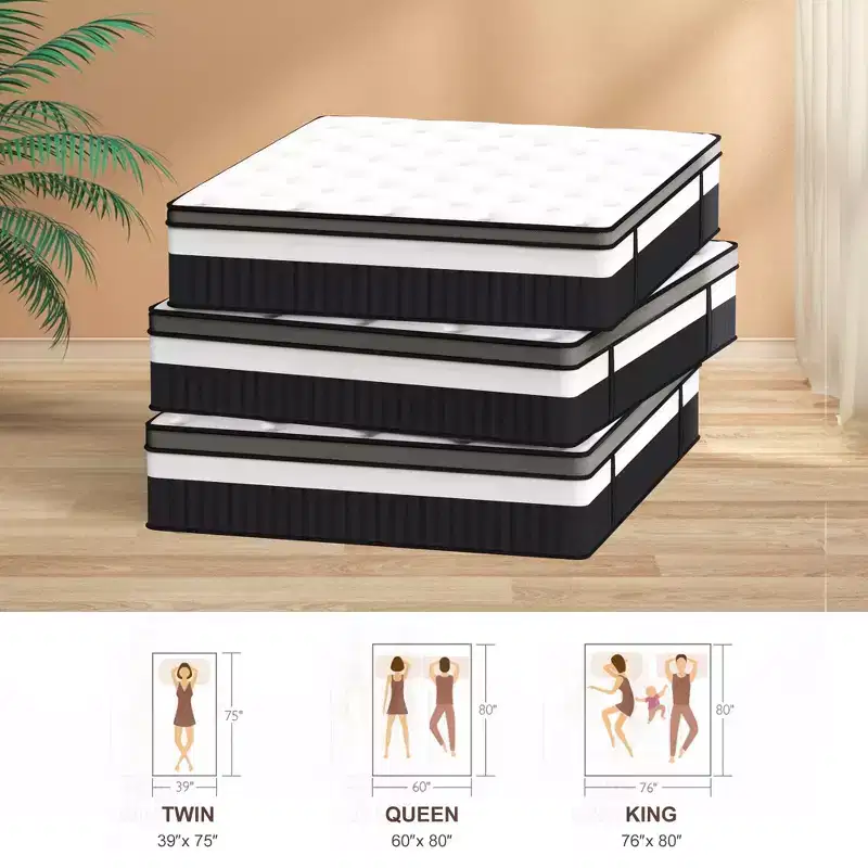 Queen Size Memory Foam Mattress, 14 Innerspring Hybrid Mattress, Multiple Size