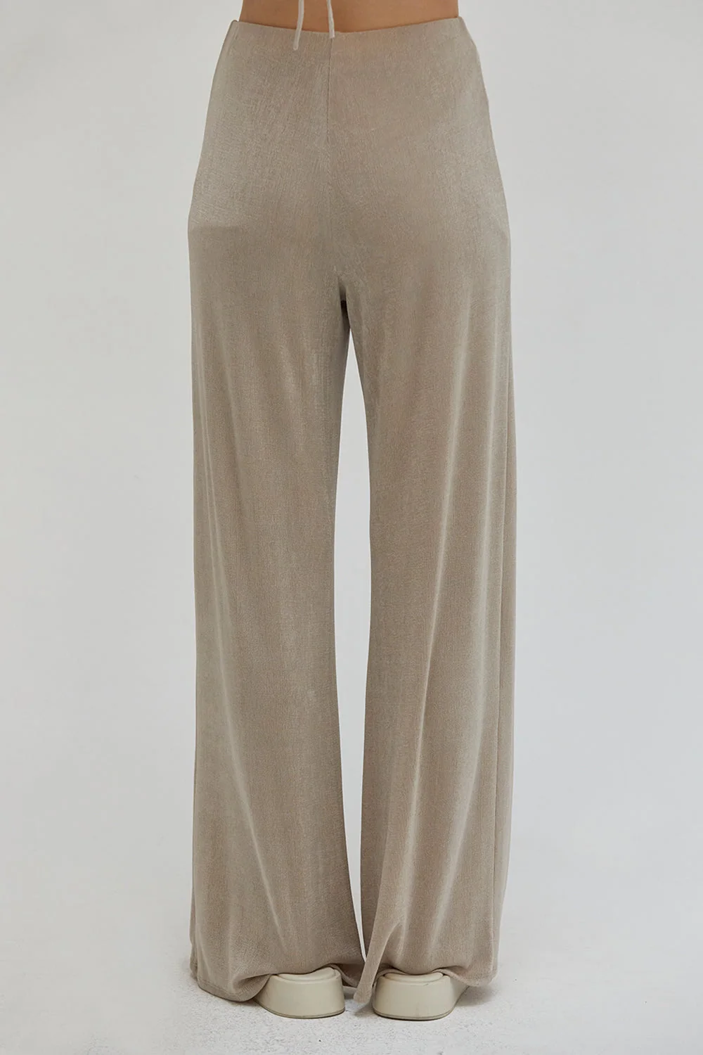 High Waisted Wide Leg Slinky Knit Easy Pants