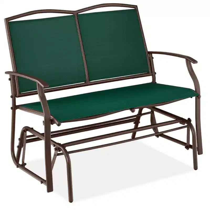 Best Choice Products 2-Person Outdoor Swing Glider, Steel Patio Loveseat, Bench Rocker w/ Armrests