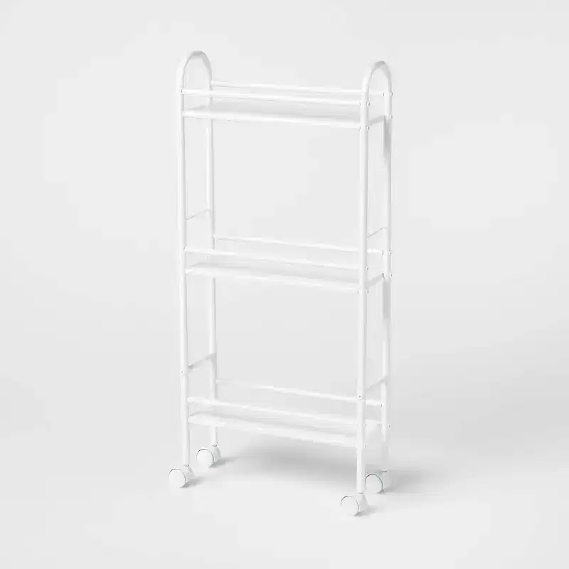 3 Shelf Narrow Metal Storage Cart White - Brightroom™