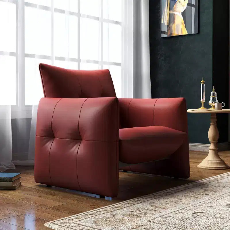 Luck Live 34.64 Modern Lounge Accent Chair Sofa, Faux Leather Upholstered Armchair with Thick Cushion & Solid Wood Frame
