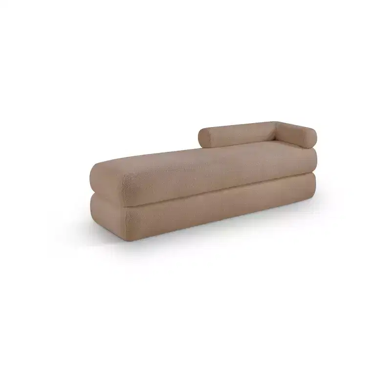 Meridian Furniture,Kennedy Faux Shearling Teddy Fabric Bench