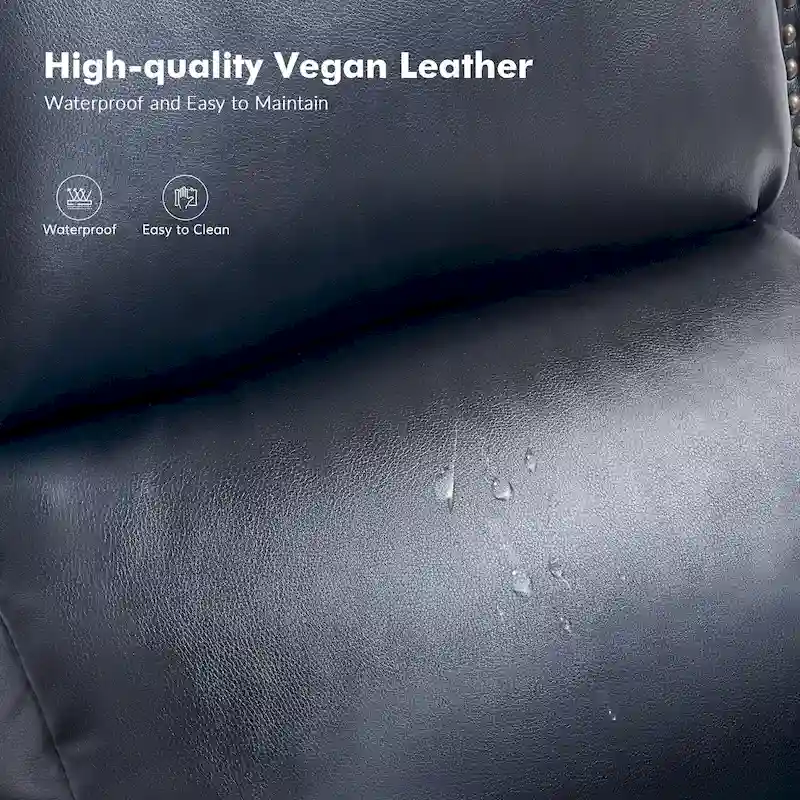 Traditional Vegan Leather Manual Push-Back Recliner, Padded Armrests, Solid Wood Legs, Living Room
