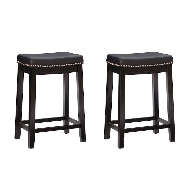 Linon Willamette Faux Leather Bar Stool (Set of 2) - Counter Height