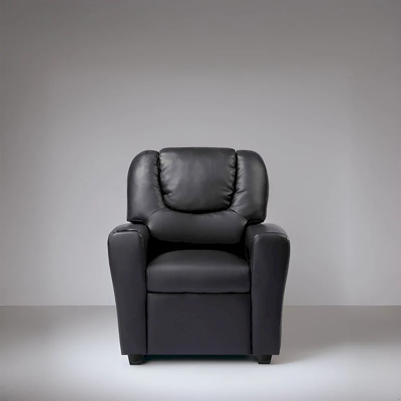 Kids Push Back Recliner Chair with Footrest and Cup Holders