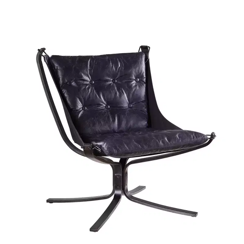 30" Carney Grain Leather Accent Chair Vintage Blue - Acme Furniture: Metal Frame, No Assembly, 60 Day Warranty
