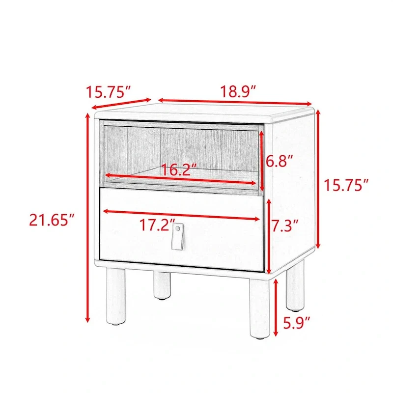 Modern Wooden Nightstand with Drawer