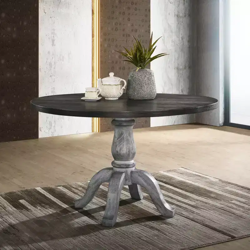 Roundhill Furniture Iris Round Pedestal Wood Dining Table