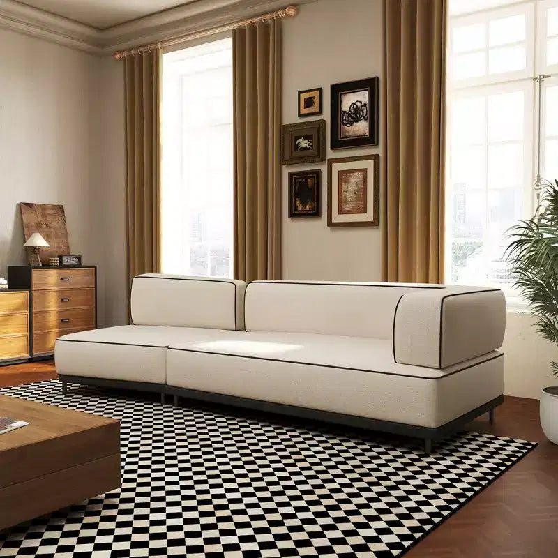 Luck Live 95.27 Modern Fabric Sectional Sofa, High-Density Foam Cushions, Solid Wood & Plywood Frame, Metal Legs