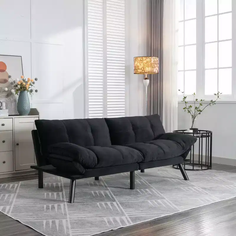 Convertible Folding Modern Sofa Bed for Living Room, Bedroom, Small Space, Black