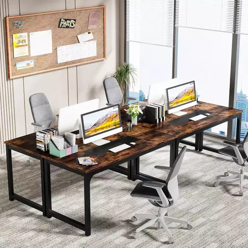Lantine 78.7-Inch Rectangular Conference Table for 6-8 People, Industrial Meeting and Seminar Table for Office Boardroom, Rustic Brown