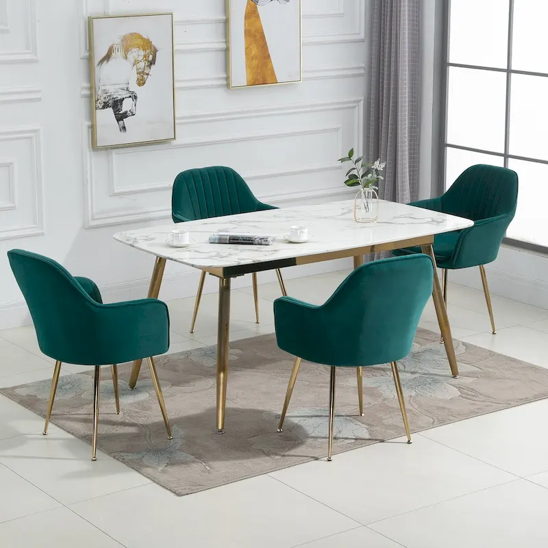 AVAWING Upholstered Velvet Dining Chairs Accent Arm Chairs Set of 4