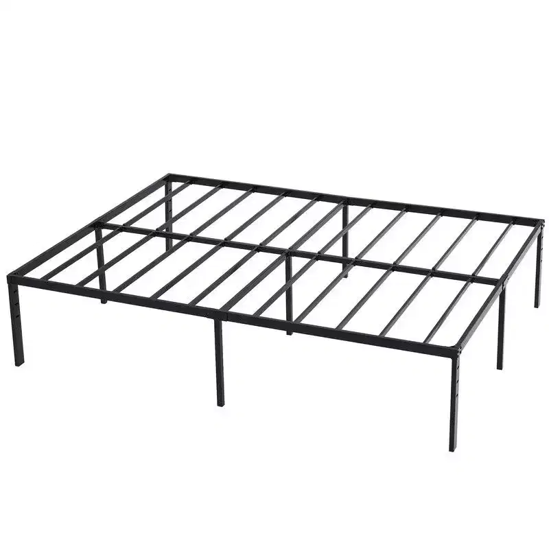 Black Metal Platform Bed Frame – Queen Size, 18