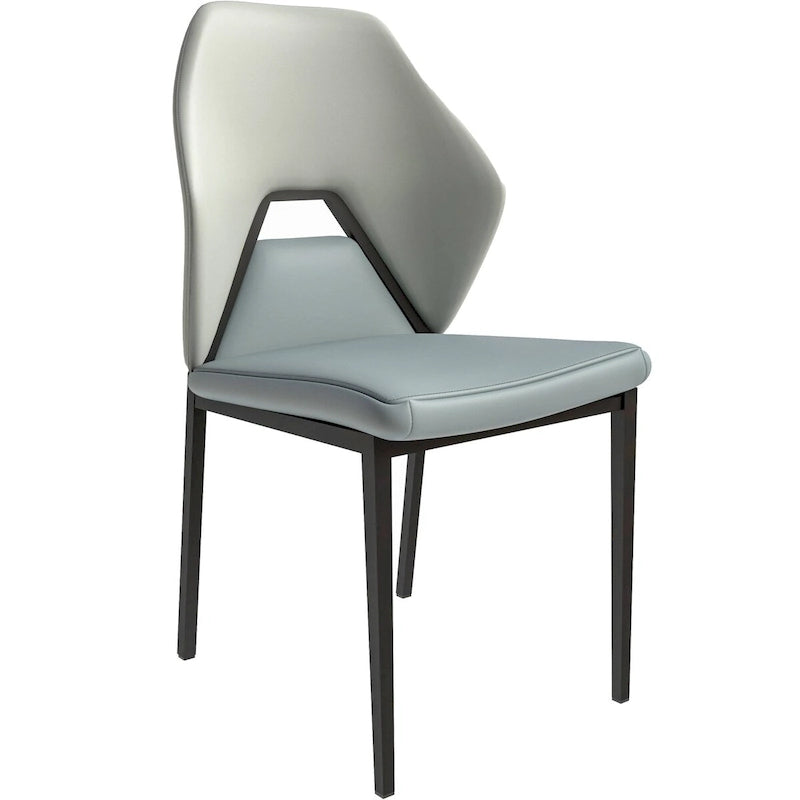Leather Dining Chair in Black Iron Modern Upholstered Accent Kitchen Side Chair