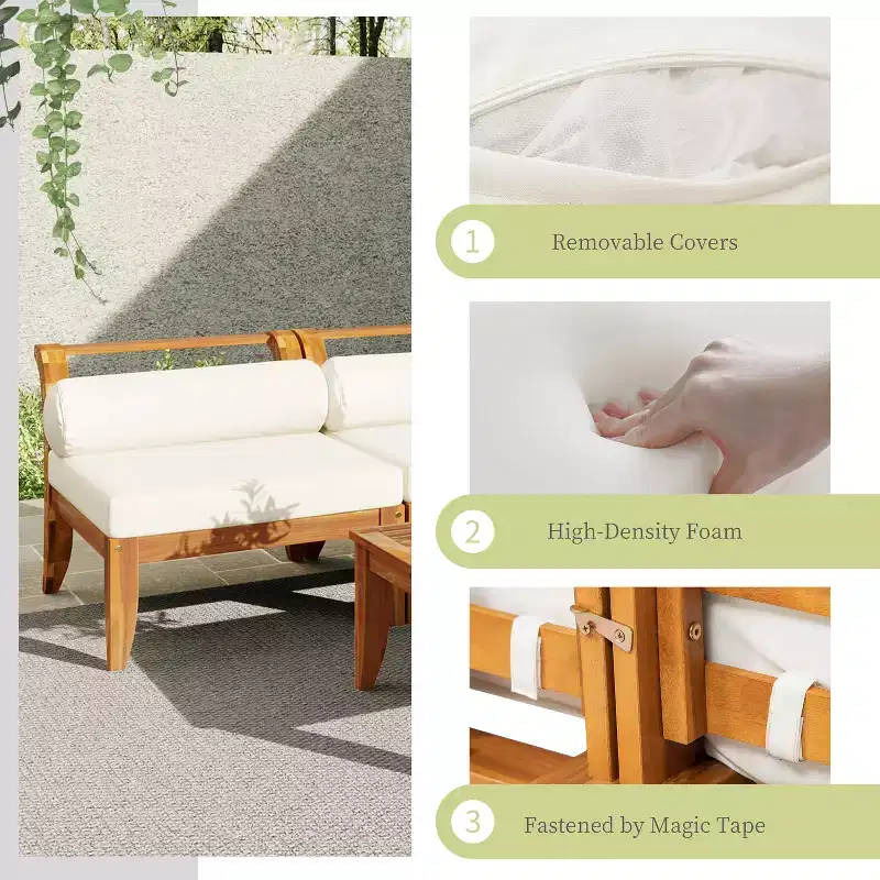 Whisen 6-Piece Patio Set with Daybed, Tea Table & Ottoman