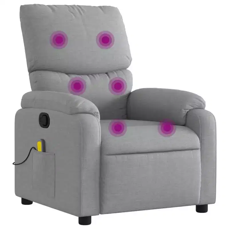 vidaXL Massage Recliner Chair Polyester, Metal, Plywood Single