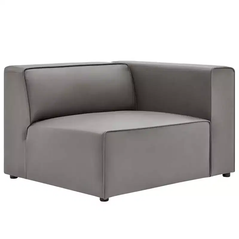 Right-Arm Vegan Leather Sectional Armchair with Open Airy Design for Living Room