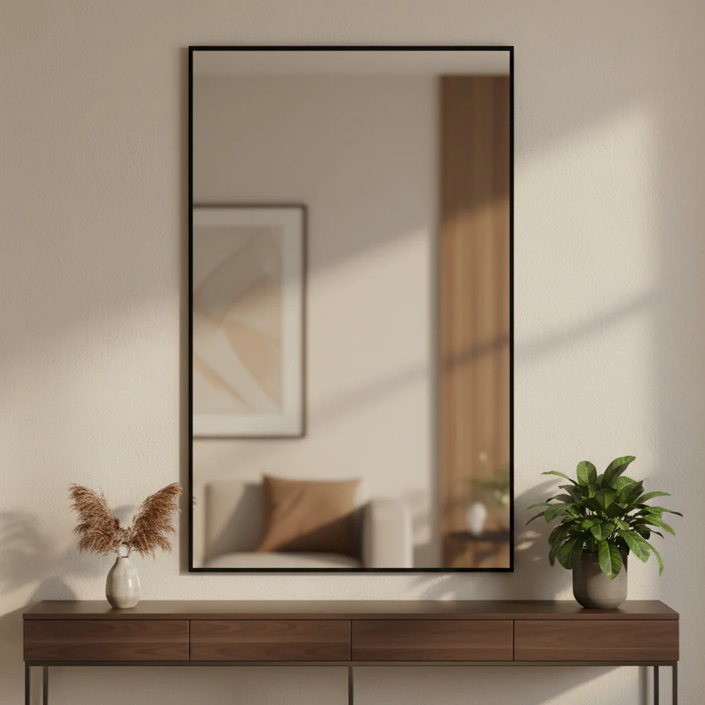 51 Black Metal Framed Full Length Mirror