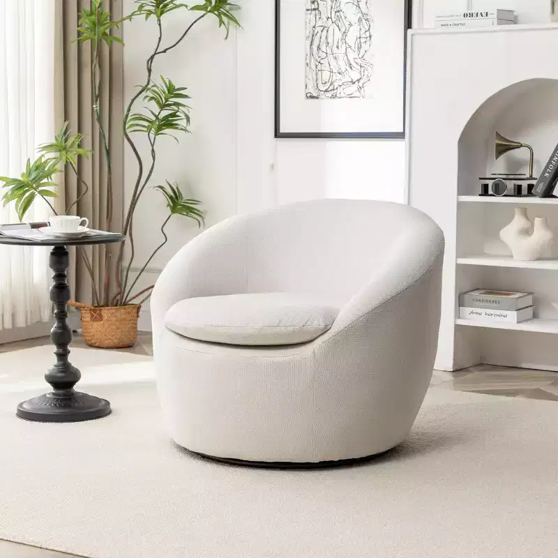 Roundhill Furniture Winnie Modern Barrel Chair, 360 Swivel
