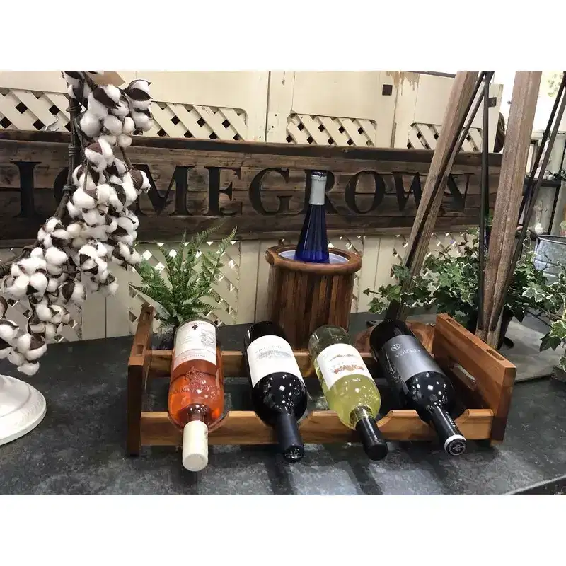 Kalmar Home Solid Acacia 4 Bottle Stackable Wine Rack