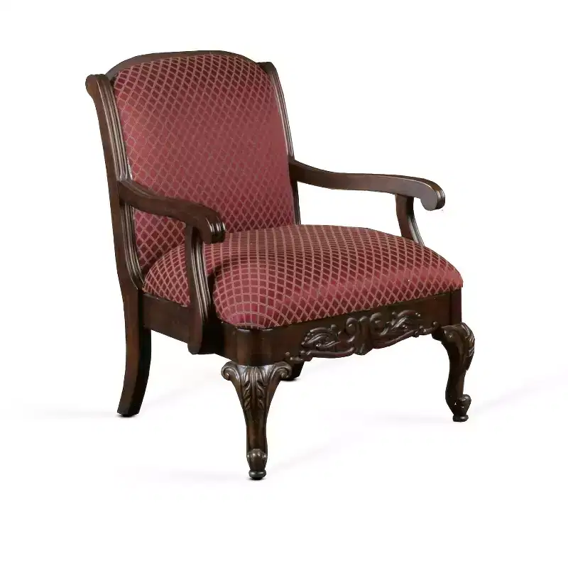 Comfort Pointe Safari Arm Chair Magenta: Solid Hardwood, Ornate Hand Carvings, Plush Jacquard Upholstery