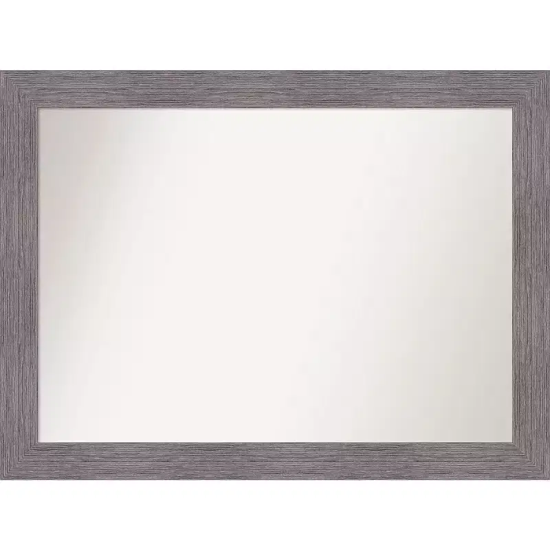 44" x 33" Non-Beveled Pinstripe Plank Gray Wall Mirror - Amanti Art