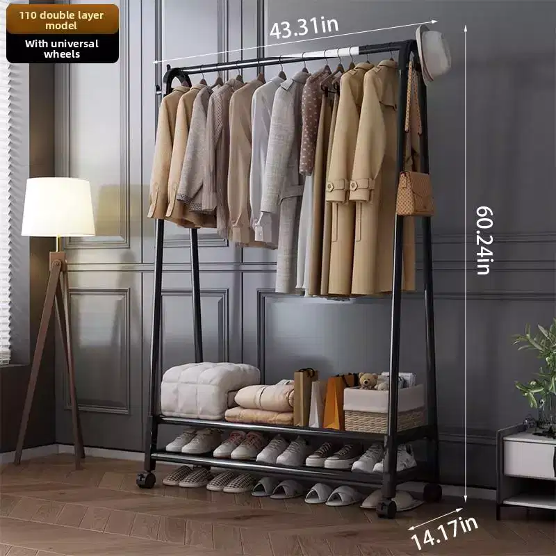 Heavy Duty Clothes Rack, Single Rod Clothing Rack with Wheels, Rolling Garment Rack for Hanging Clothes for Bedroom, Living Room & Boutique