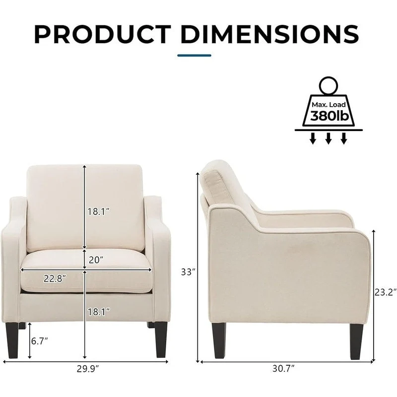 Mid-Century Modern Accent Chair, Single Seat – Multi-Color Options