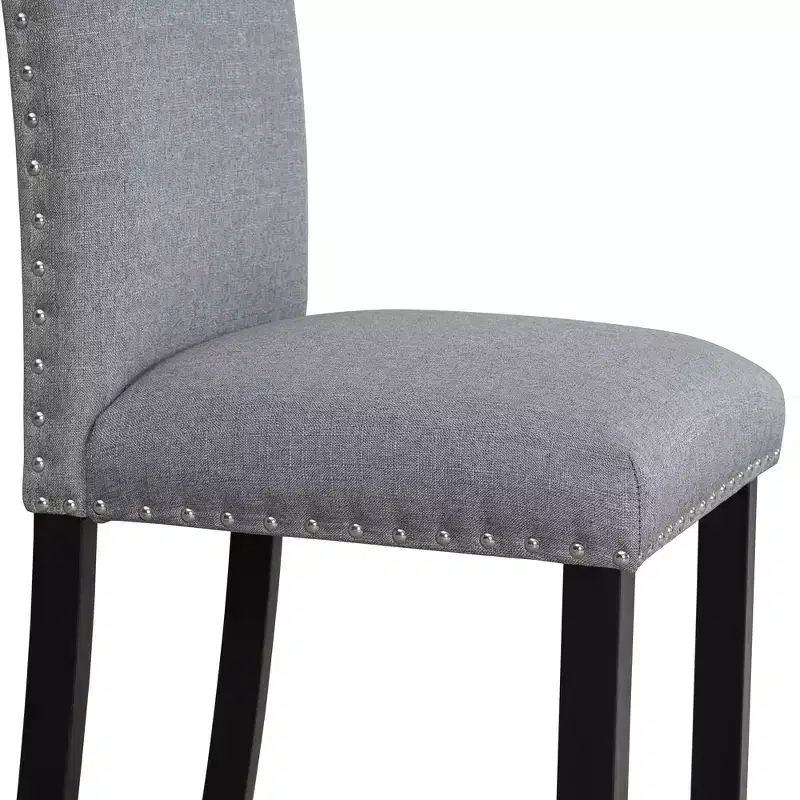 5-Piece Dining Table Set Dining Set with Faux Marble Dining Table, 4 Thicken Cushion Dining Chairs, Gray/White-ModernLuxe