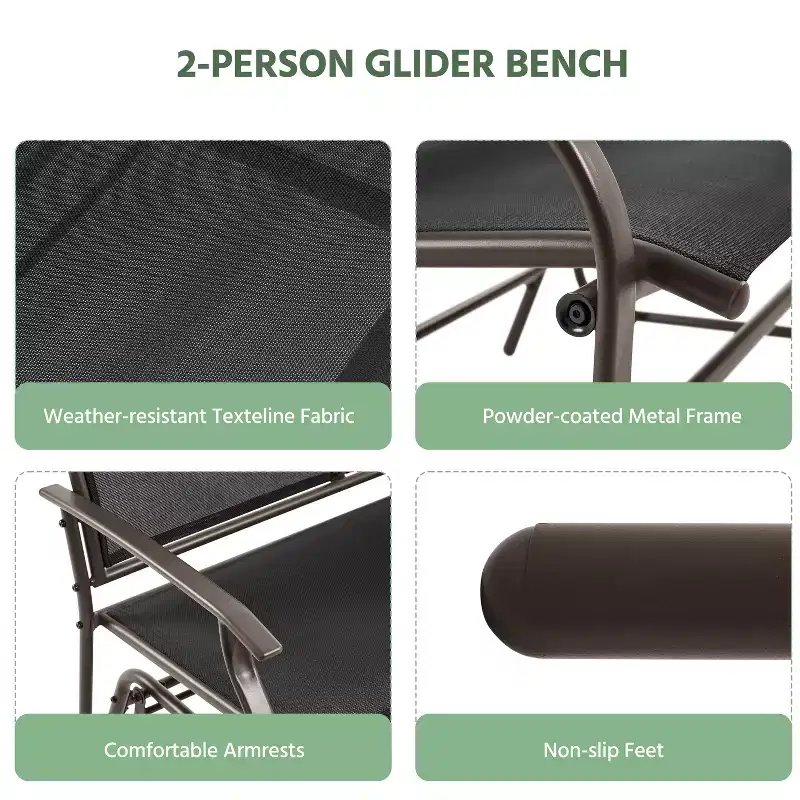 Yaheetech Patio Swing Glider Bench with Steel Frame
