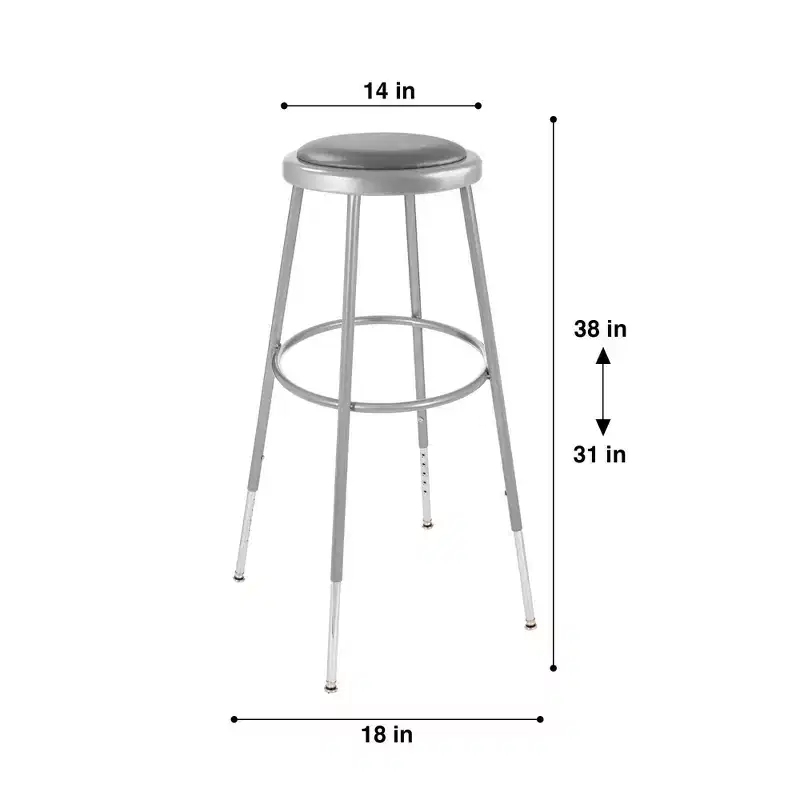 Hampden Furnishings 2pk 32"-39" Otto Collection Height Adjustment Stool Gray: Vinyl Upholstery, Steel Frame, Armless Design