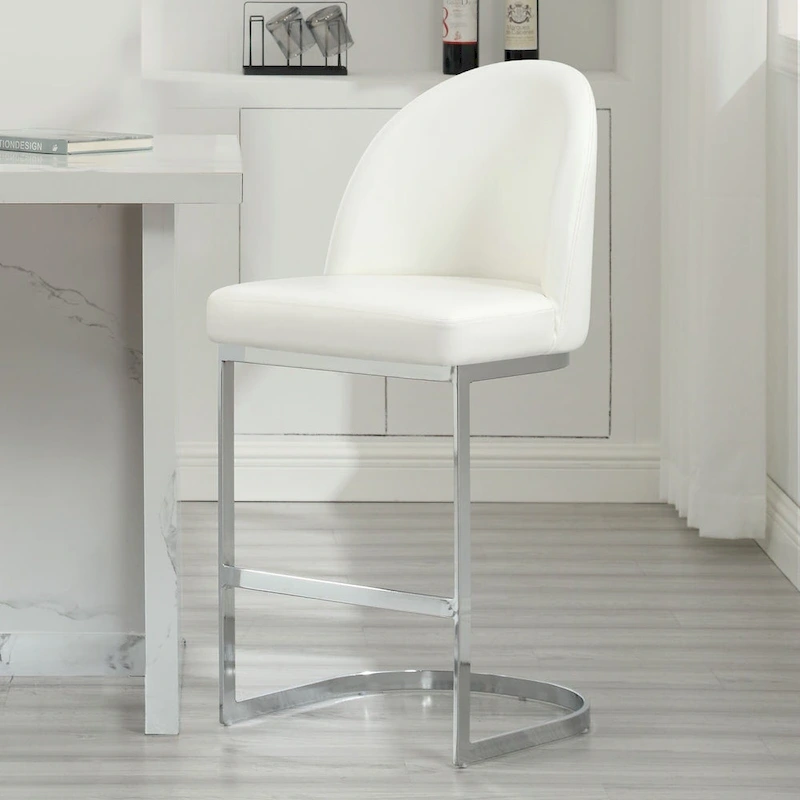 26 Faux Leather Upholstered Counter Height Bar Stools with Metal Legs - 38.8H x 17.9W x 20.9D
