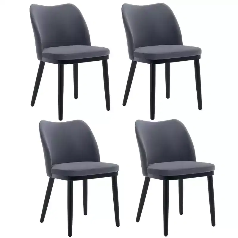4-Piece dining chair set with soft cushions & sturdy wooden legs. Ideal for dining rooms, kitchens, living rooms -dark grey