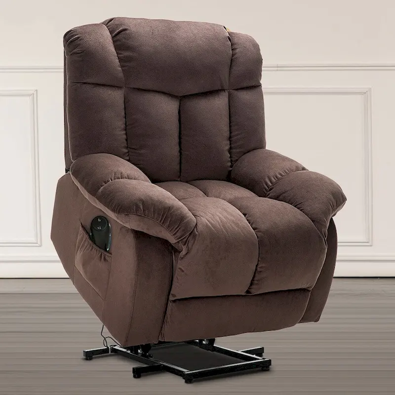 Electric Power Lift Recliner Chair – Coffee / Camel, Velvet, Tufted, 300 lb Capacity, Single